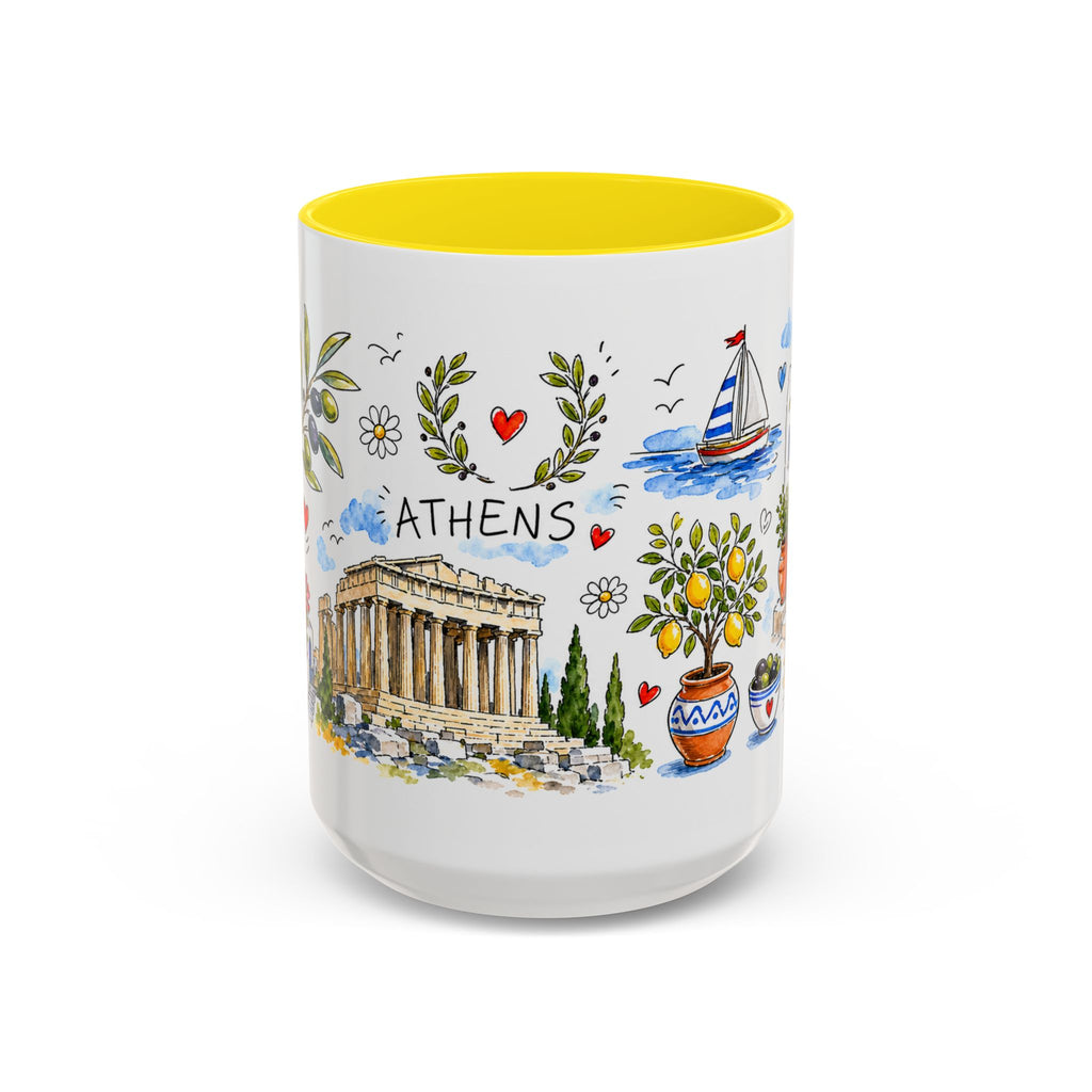 Athens Travel Mug | European City Souvenir Accent Coffee Mug | 11oz 15oz Ceramic Cup