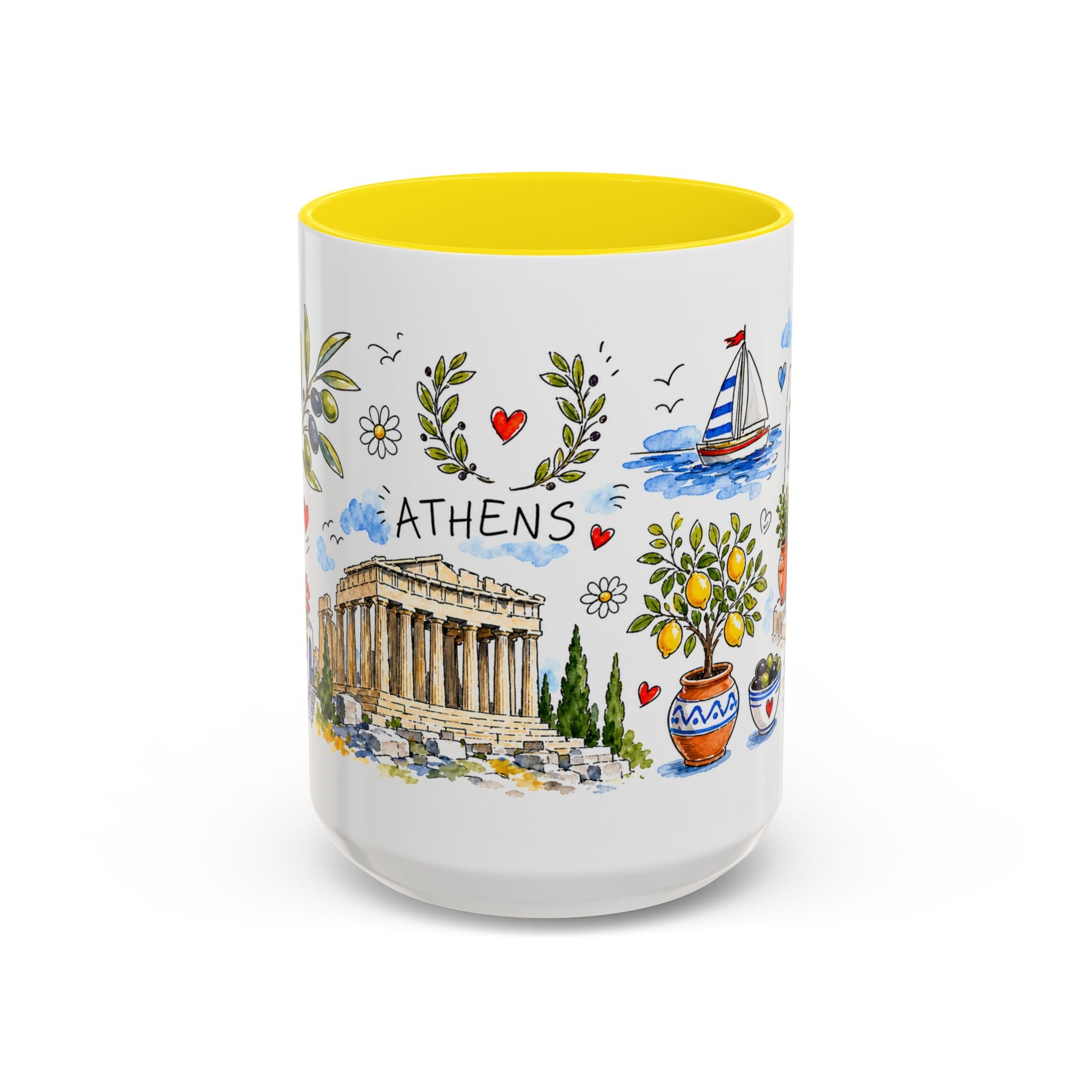 Athens Travel Mug | European City Souvenir Accent Coffee Mug | 11oz 15oz Ceramic Cup