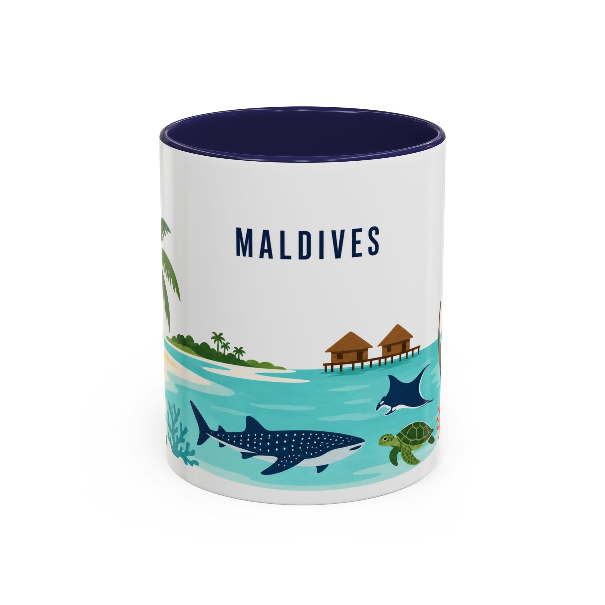 Maldives Coffee Mug | Travel Destination Souvenir Gift | Accent Color Ceramic 11oz 15oz
