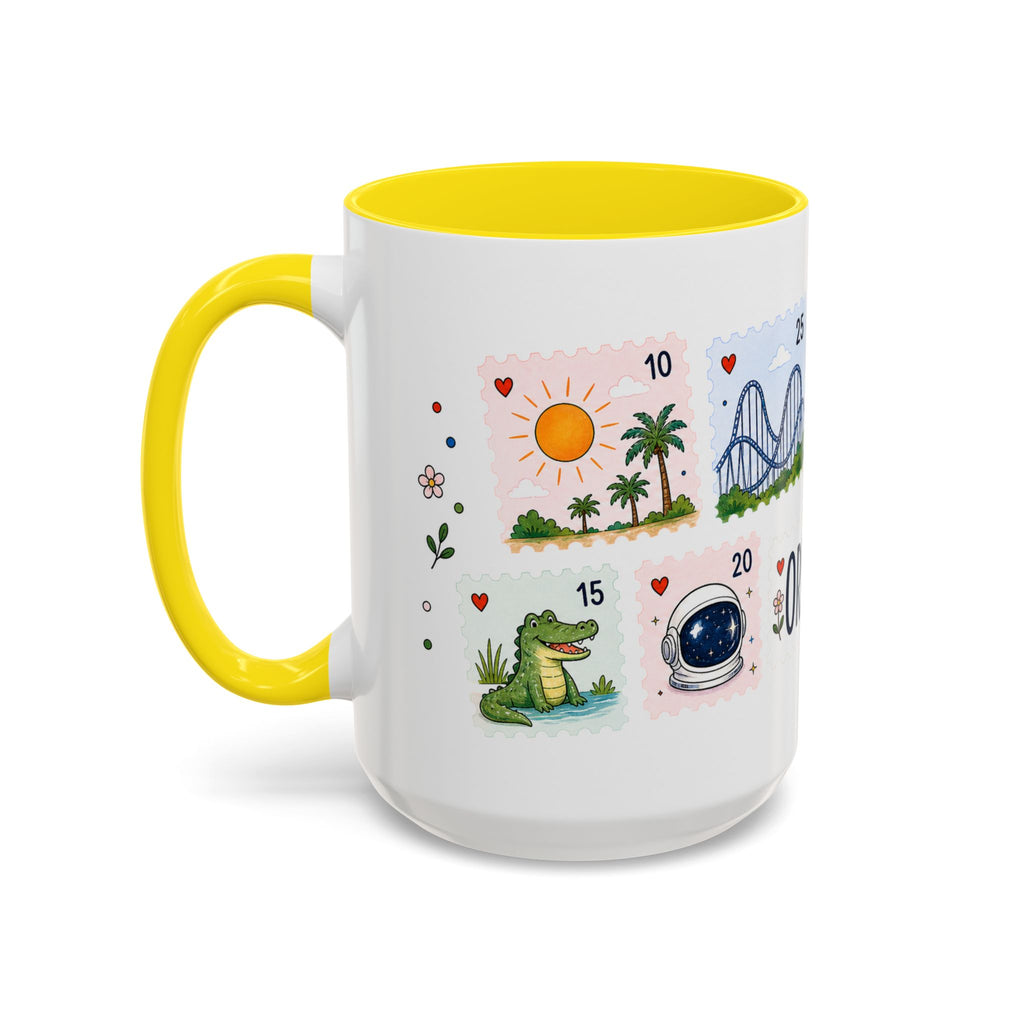 Orlando Coffee Mug | Postage Stamp Collage Mug | Travel Souvenir Accent Cup 11oz 15oz