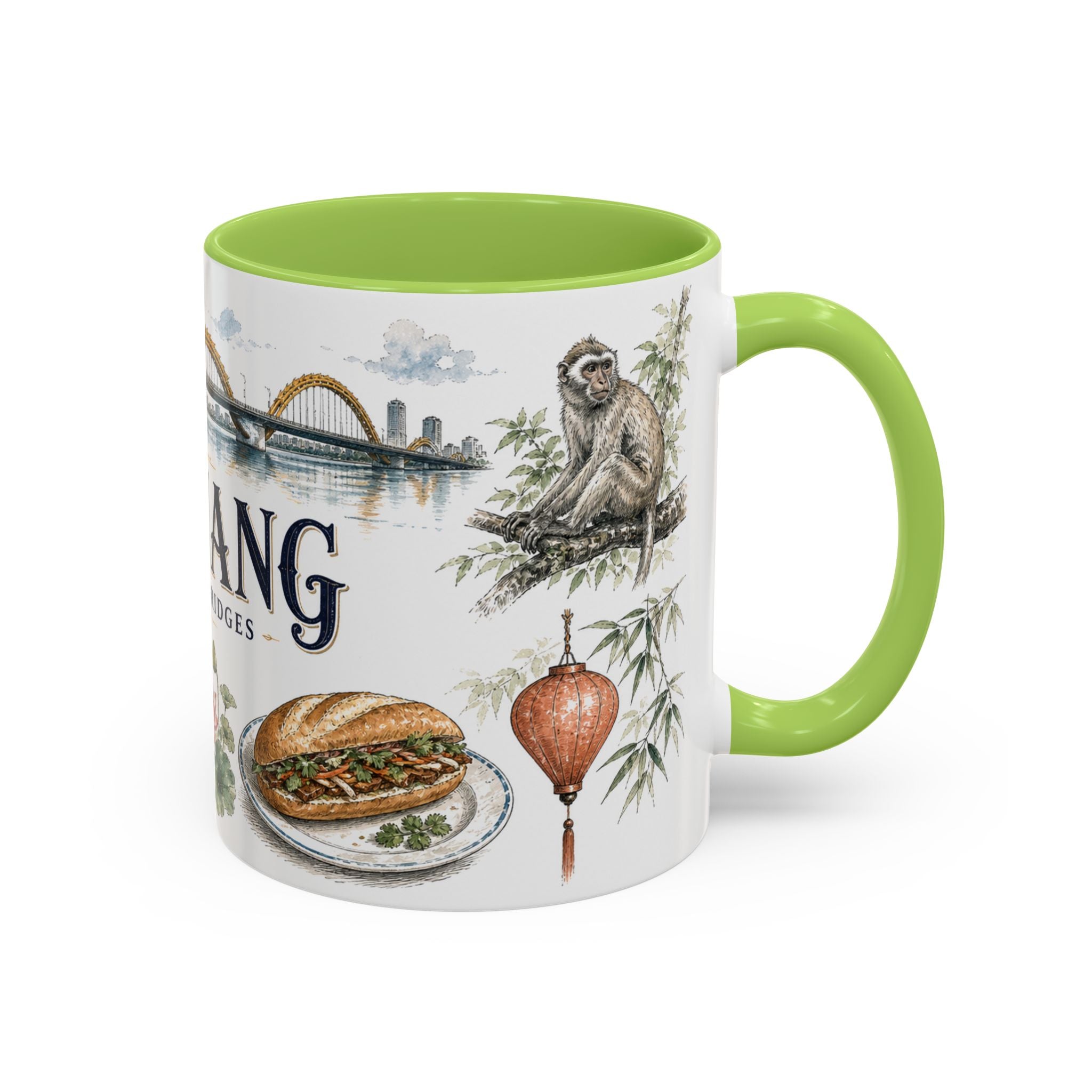 Da Nang Coffee Mug | Vietnam Travel Souvenir | Vintage Illustrated City Gift | 11 oz 15 oz Accent Mug