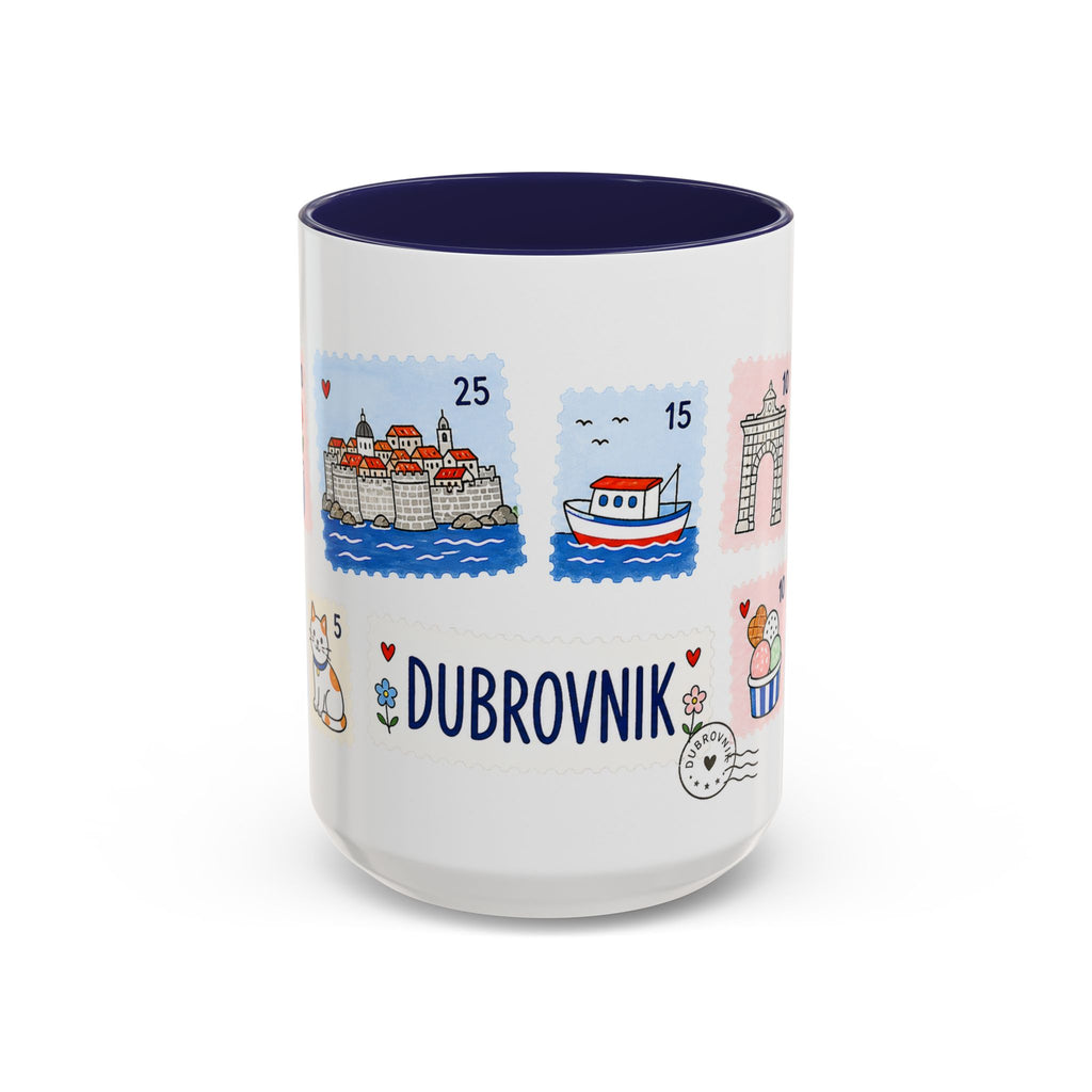 Dubrovnik Coffee Mug | Postage Stamp Collage Mug | Travel Souvenir Accent Cup 11oz 15oz