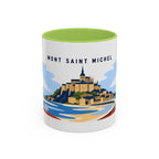 Mont Saint Michel Coffee Mug | Travel Destination Souvenir Gift | Accent Color Ceramic 11oz 15oz