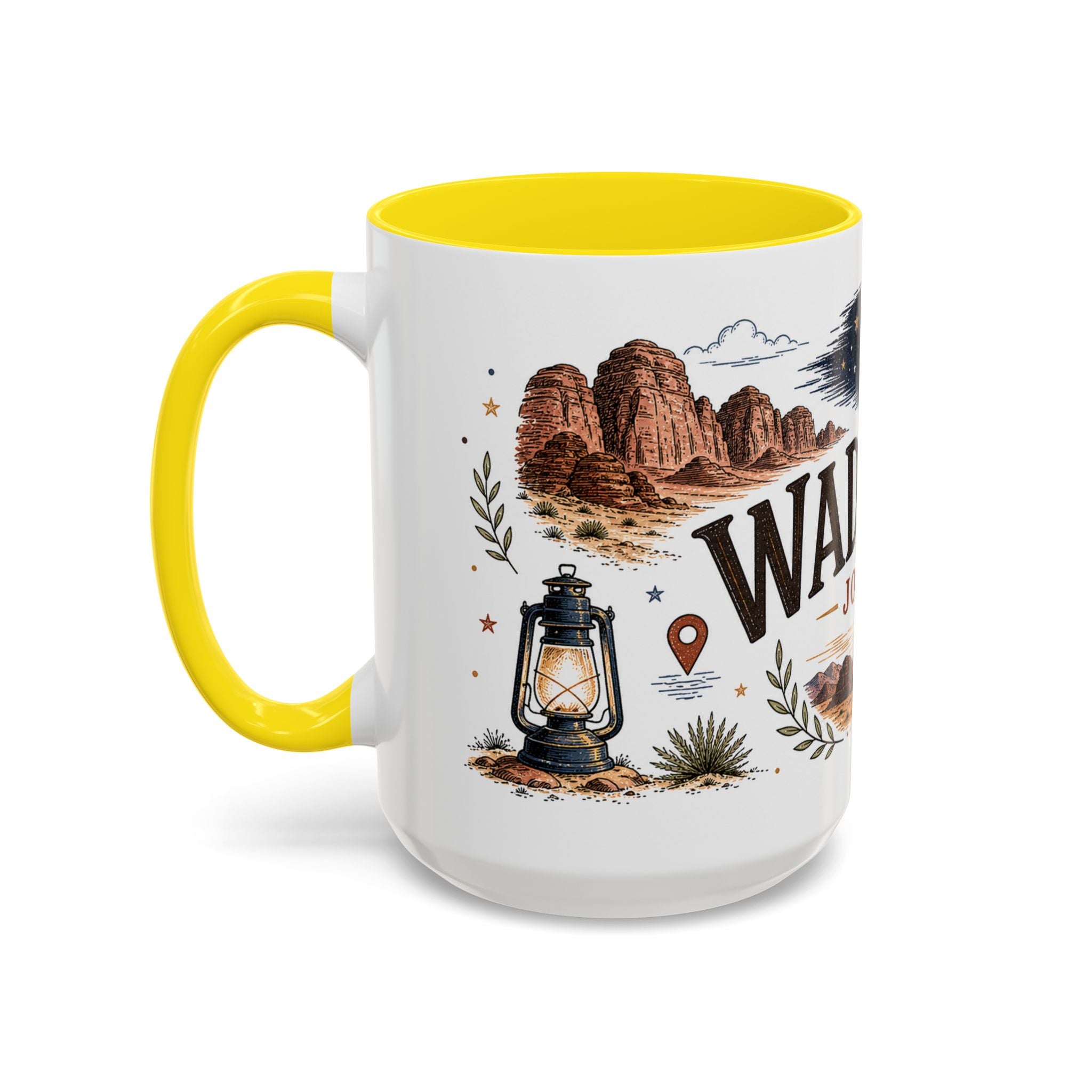 Wadi Rum Coffee Mug | Travel Destination Souvenir Gift | Accent Color Ceramic 11oz 15oz
