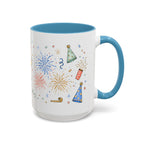 New Year Mug | Midnight Clock Toast Watercolor Celebration Gift | Accent Cup 11oz 15oz
