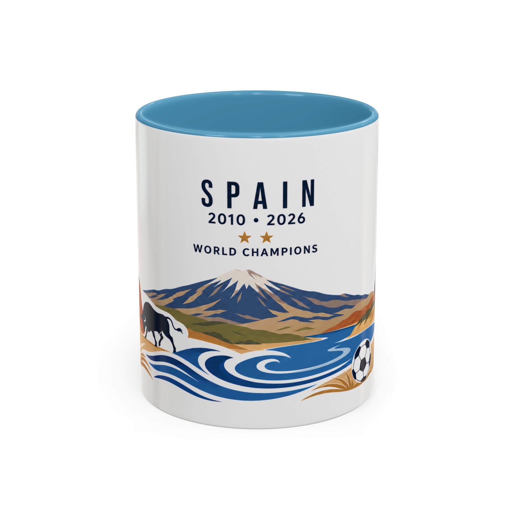 Spain World Champions Mug | 2010 2026 Spanish Soccer Gift | Two Time Football Champion Cup | 11oz 15oz Accent Mug