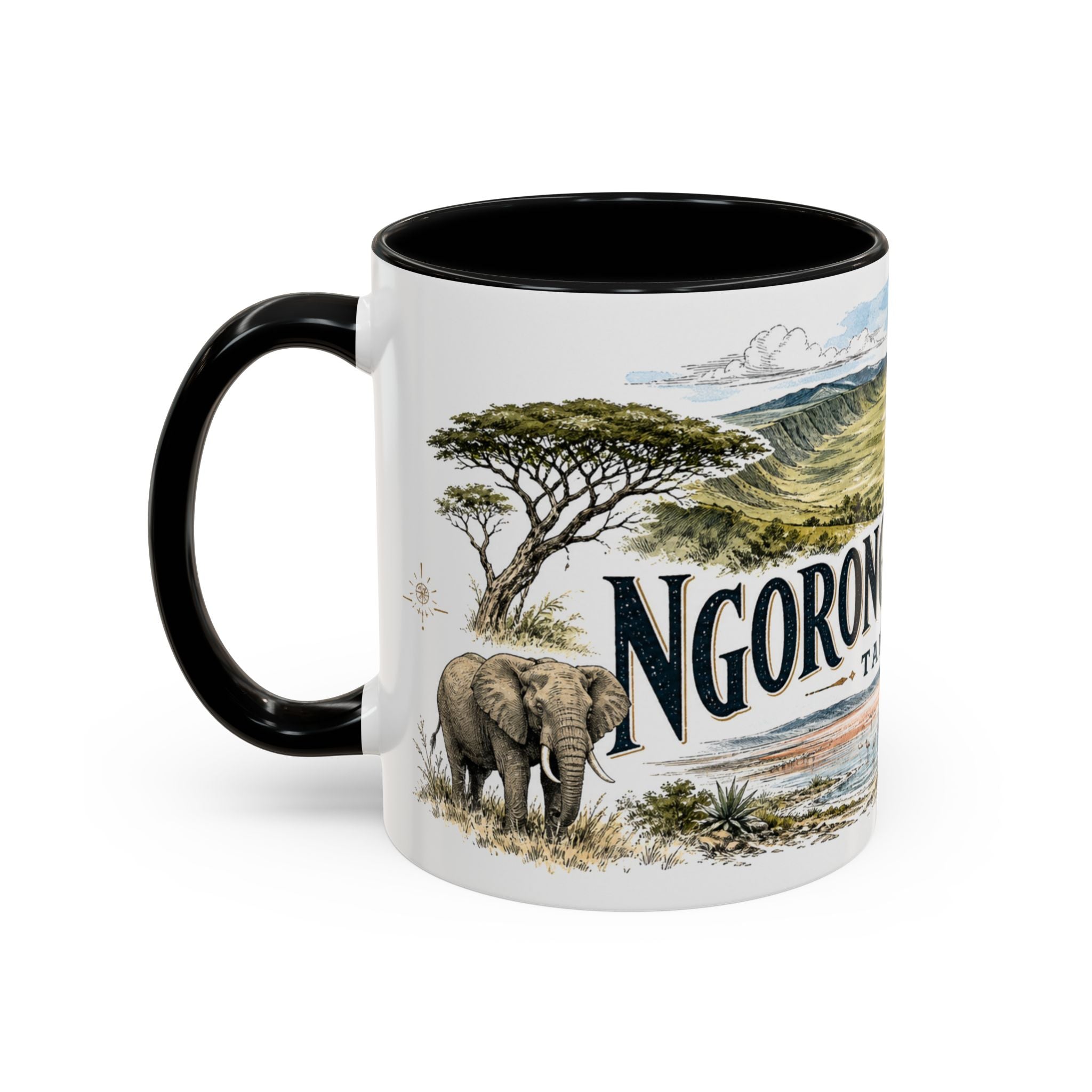 Ngorongoro Crater Mug, Tanzania Travel Souvenir, Bucket List Gift, Accent Ceramic Coffee Mug 11oz 15oz