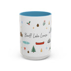Banff Lake Louise Christmas Mug | Watercolor Travel Souvenir | Holiday Gift | Accent Ceramic Coffee Cup 11oz 15oz