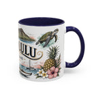 Honolulu Coffee Mug | United States Travel Souvenir | Vintage Illustrated City Gift | 11 oz 15 oz Accent Mug
