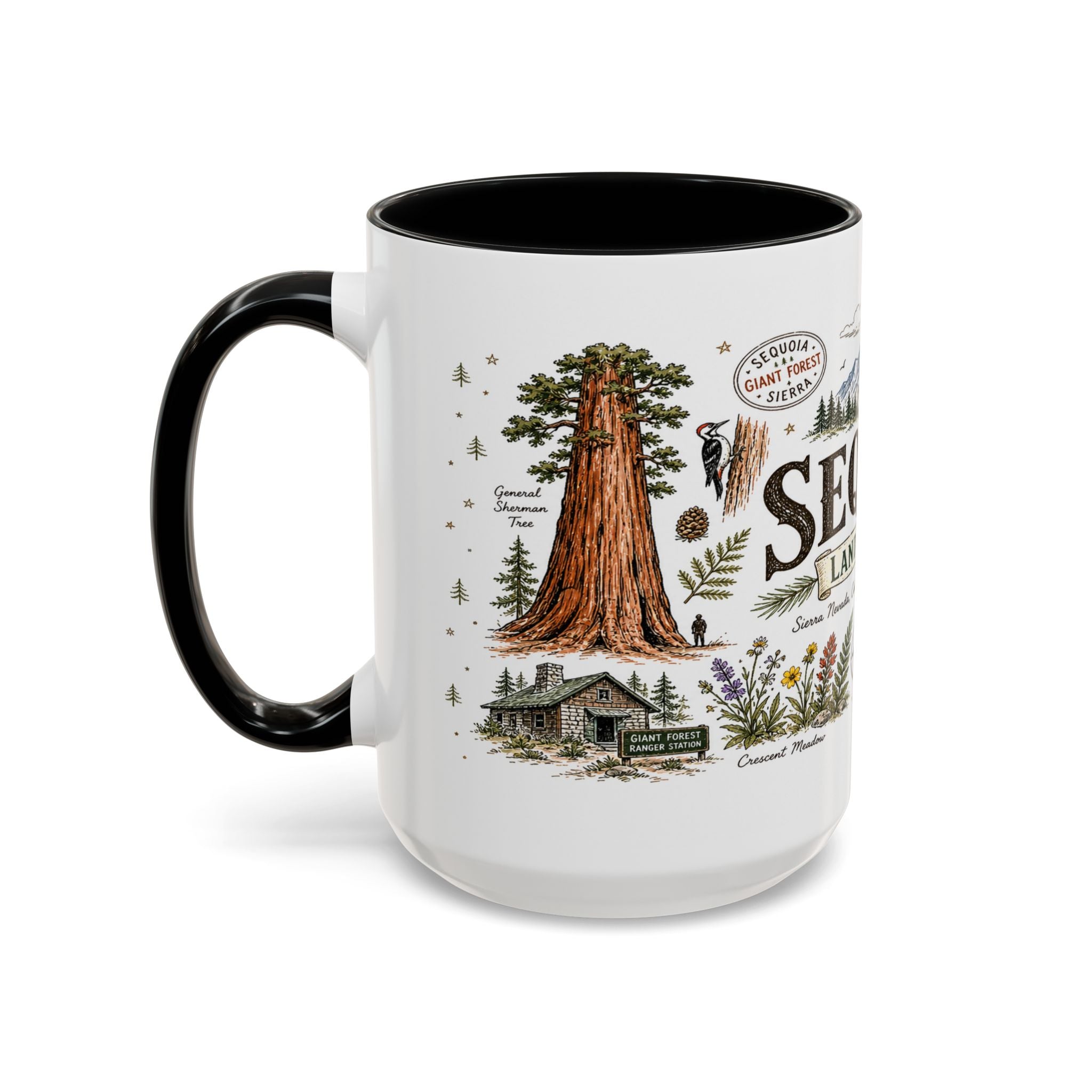 Sequoia Coffee Mug | National Park Hiking California Gift | Accent Color Ceramic 11oz 15oz
