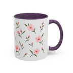 Delaware Peach Blossom Mug, State Flower Floral Coffee Cup, 11oz Botanical Gift