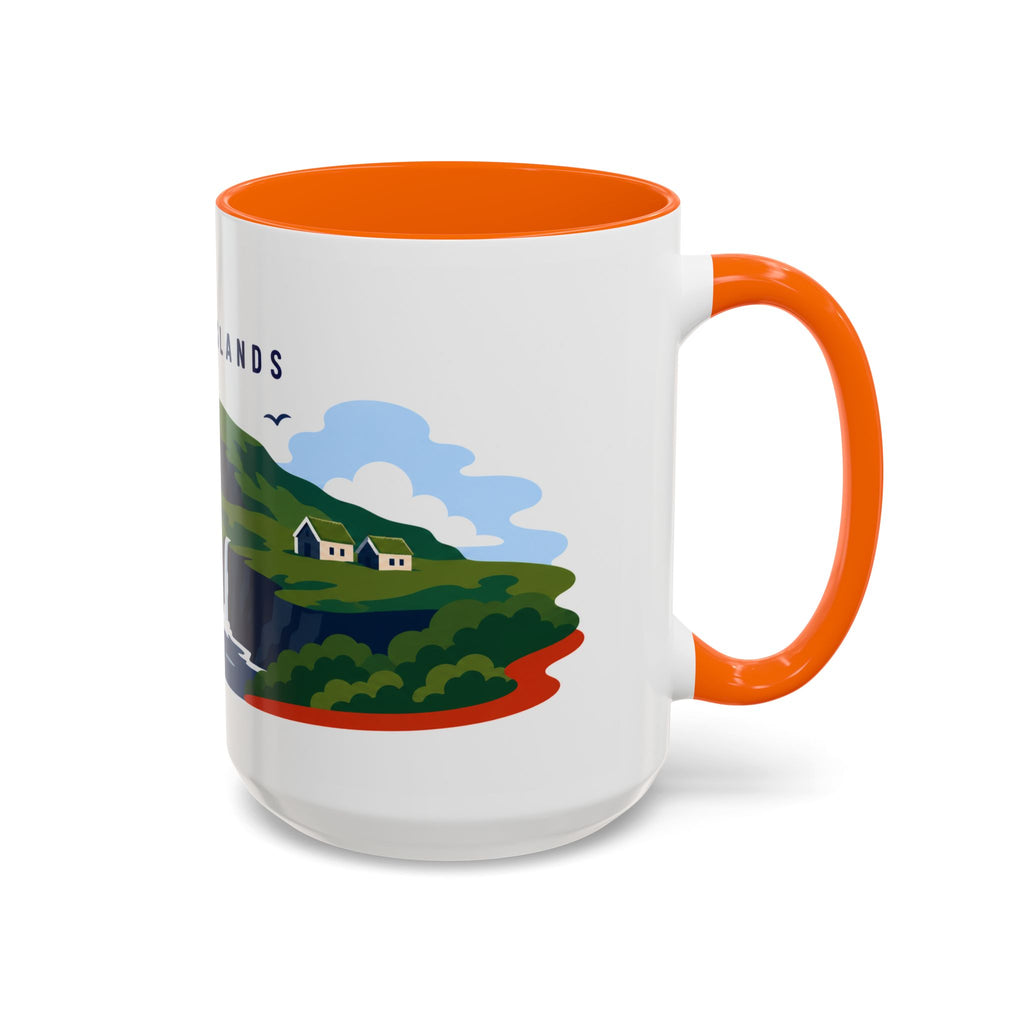 Faroe Islands Coffee Mug | Travel Destination Souvenir Gift | Accent Color Ceramic 11oz 15oz