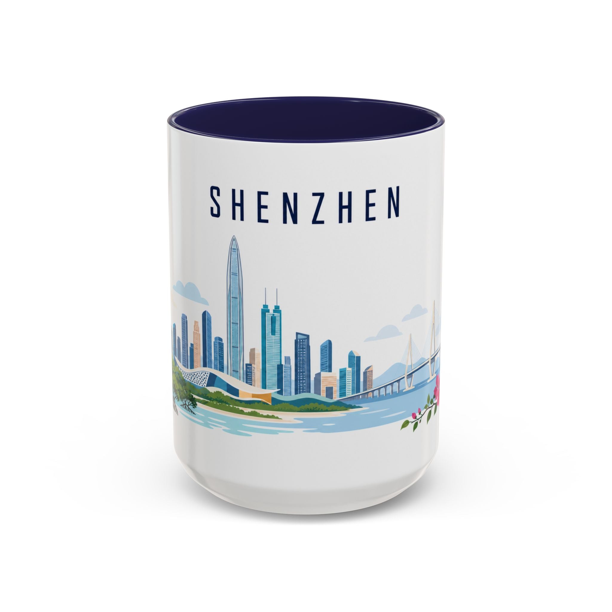 Shenzhen Coffee Mug | China Travel Souvenir | Porcelain Decal City Gift | 11oz 15oz Accent Mug
