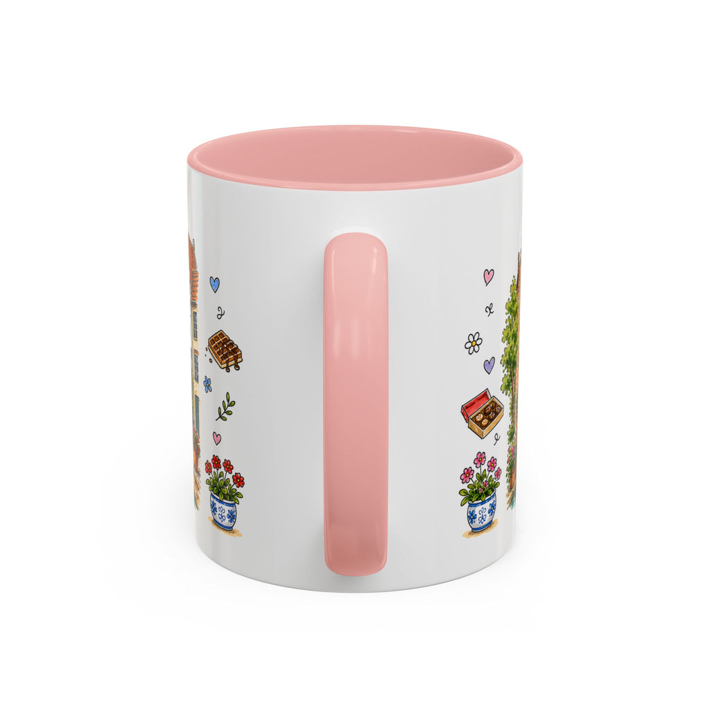 Bruges Illustrated Travel Mug | Belgium Souvenir Accent Coffee Mug | 11oz 15oz Ceramic Cup