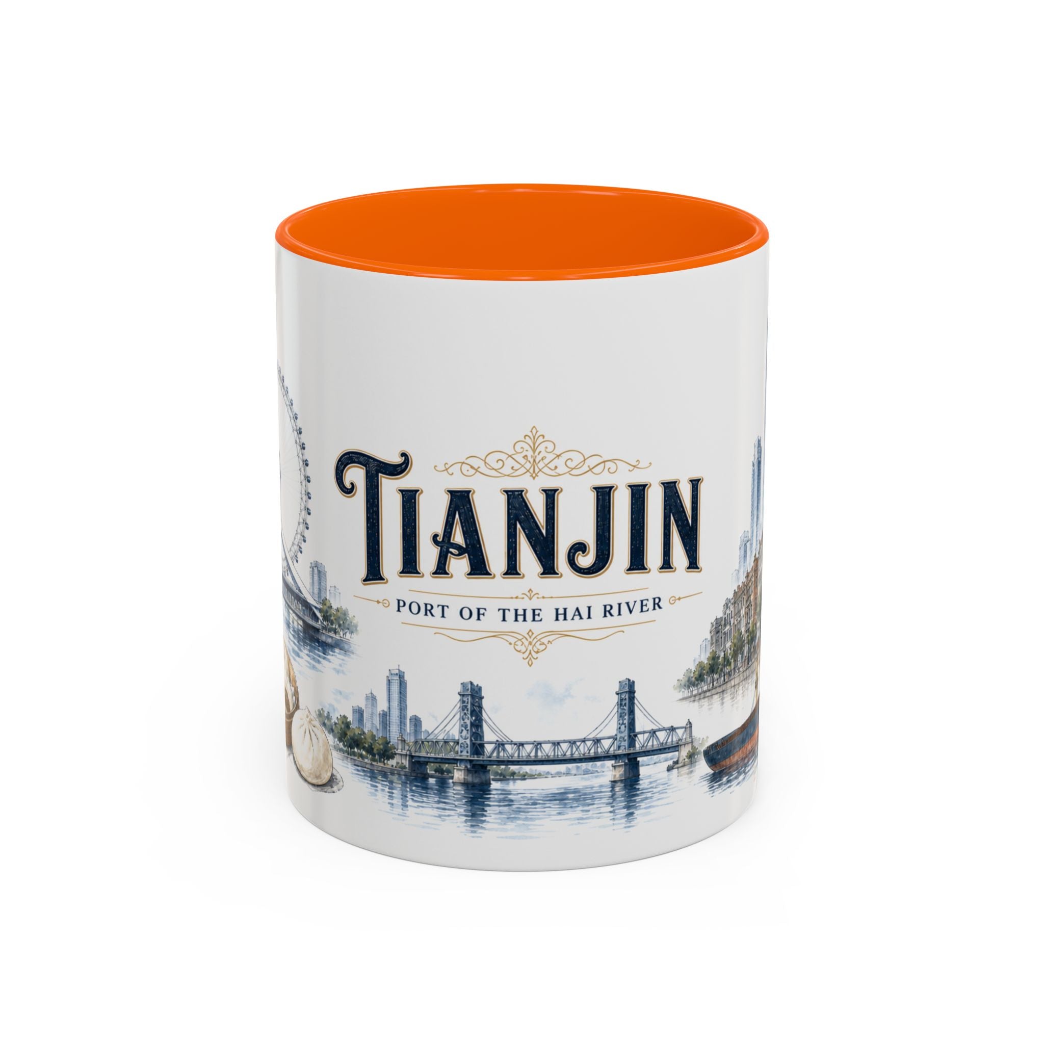 Tianjin Coffee Mug | China Travel Souvenir | Vintage Illustrated City Gift | 11 oz 15 oz Accent Mug