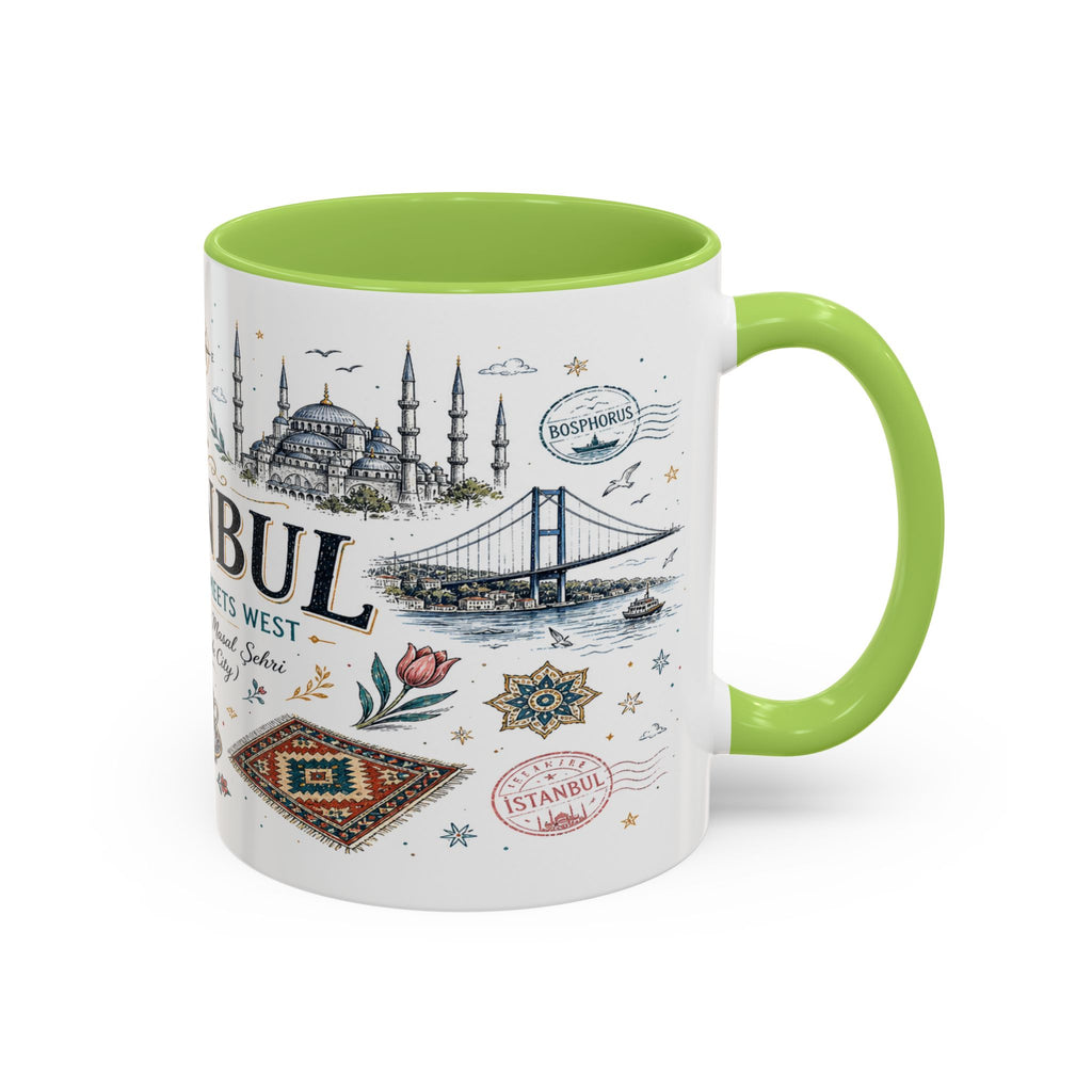 Istanbul Coffee Mug | Turkey Souvenir Travel Gift | Accent Color Ceramic 11oz 15oz