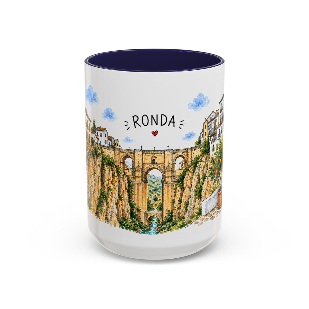 Ronda Illustrated Travel Mug | Spain Souvenir Accent Coffee Mug | 11oz 15oz Ceramic Cup