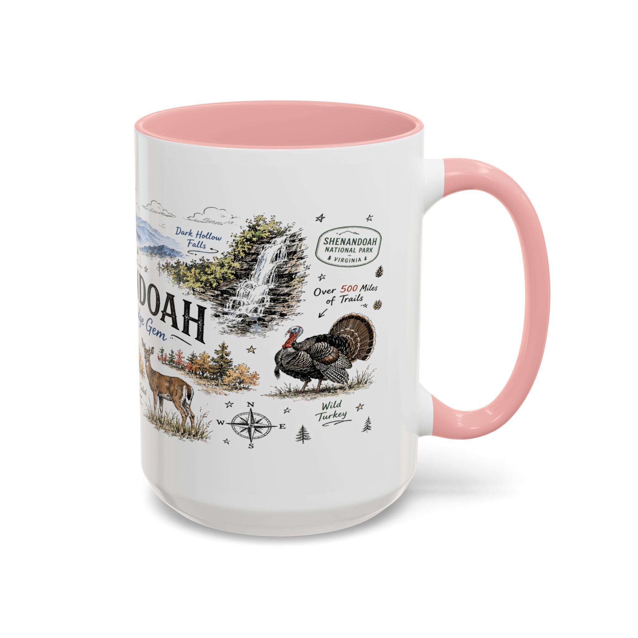 Shenandoah National Park Coffee Mug | Virginia Blue Ridge Hiking Autumn Gift | Accent Color Ceramic 11oz 15oz