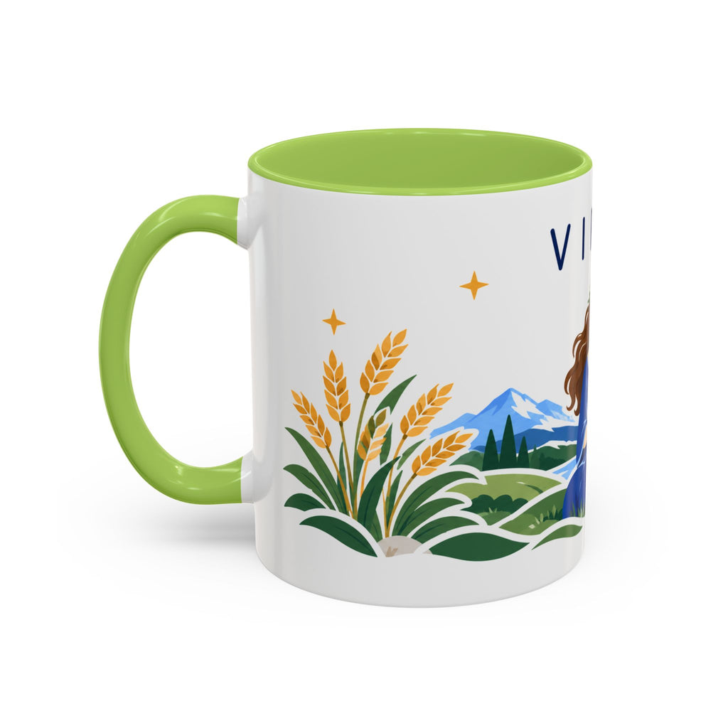Virgo Zodiac Coffee Mug | Maiden and Wheat Design | Astrology Birthday Gift | 11 oz 15 oz Ceramic Accent Mug