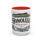 Honolulu Coffee Mug | United States Travel Souvenir | Vintage Illustrated City Gift | 11 oz 15 oz Accent Mug