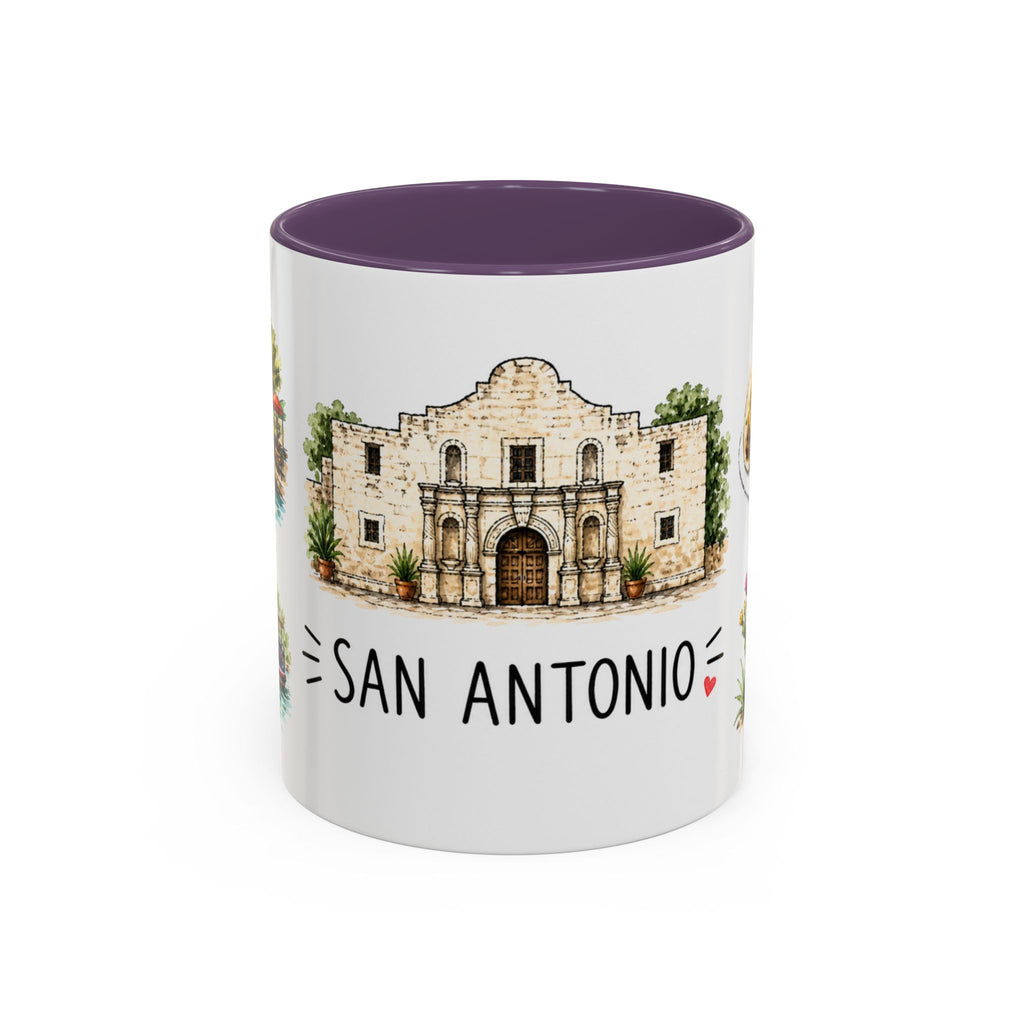 San Antonio Illustrated Travel Mug | City Souvenir Accent Coffee Mug | 11oz 15oz Ceramic Cup