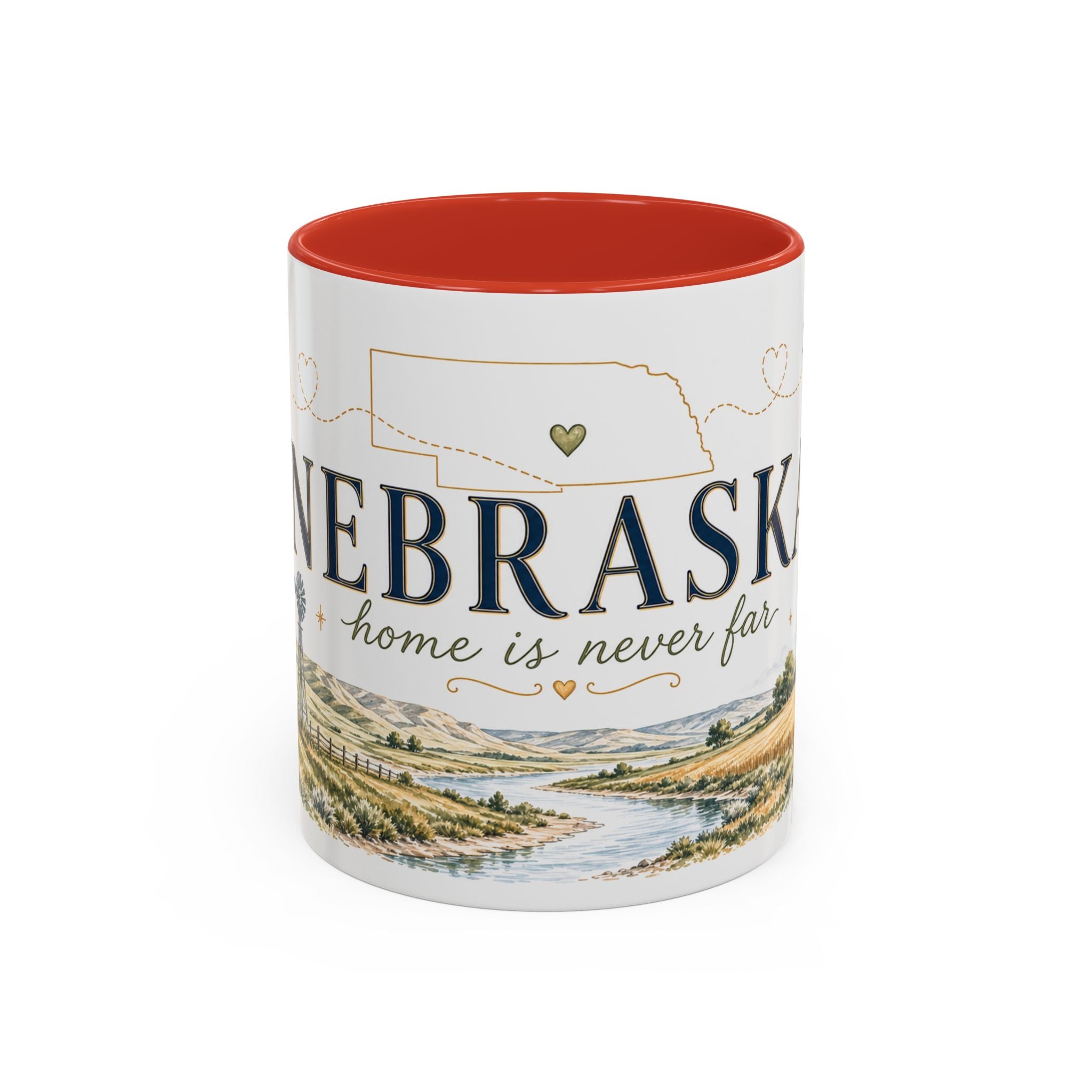 Nebraska State Mug | Moving Away, Long Distance Friendship Gift | Botanical Landscape Accent Mug