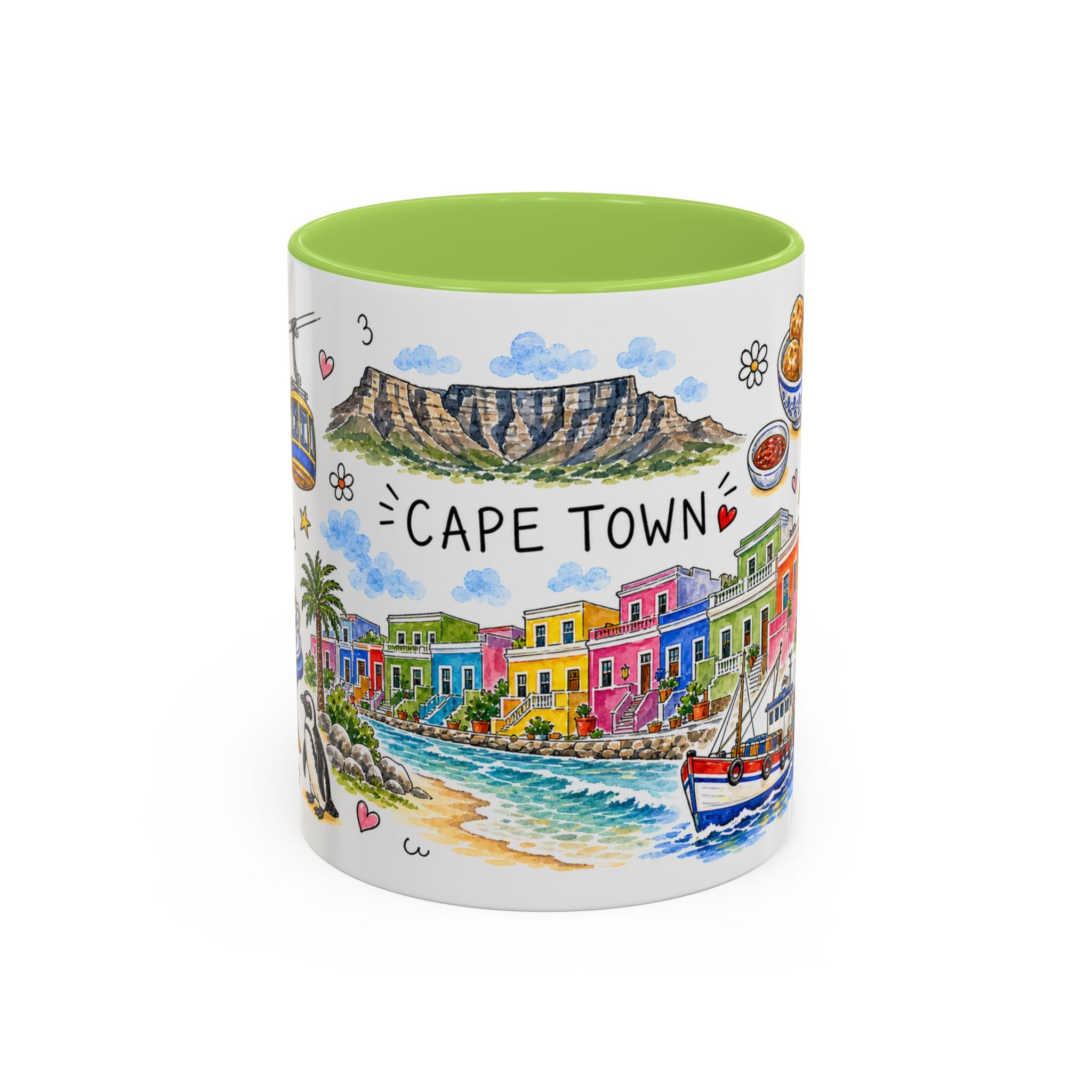 Cape Town Illustrated Travel Mug | City Souvenir Accent Coffee Mug | 11oz 15oz Ceramic Cup