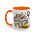 Lisbon Travel Mug | European City Souvenir Accent Coffee Mug | 11oz 15oz Ceramic Cup