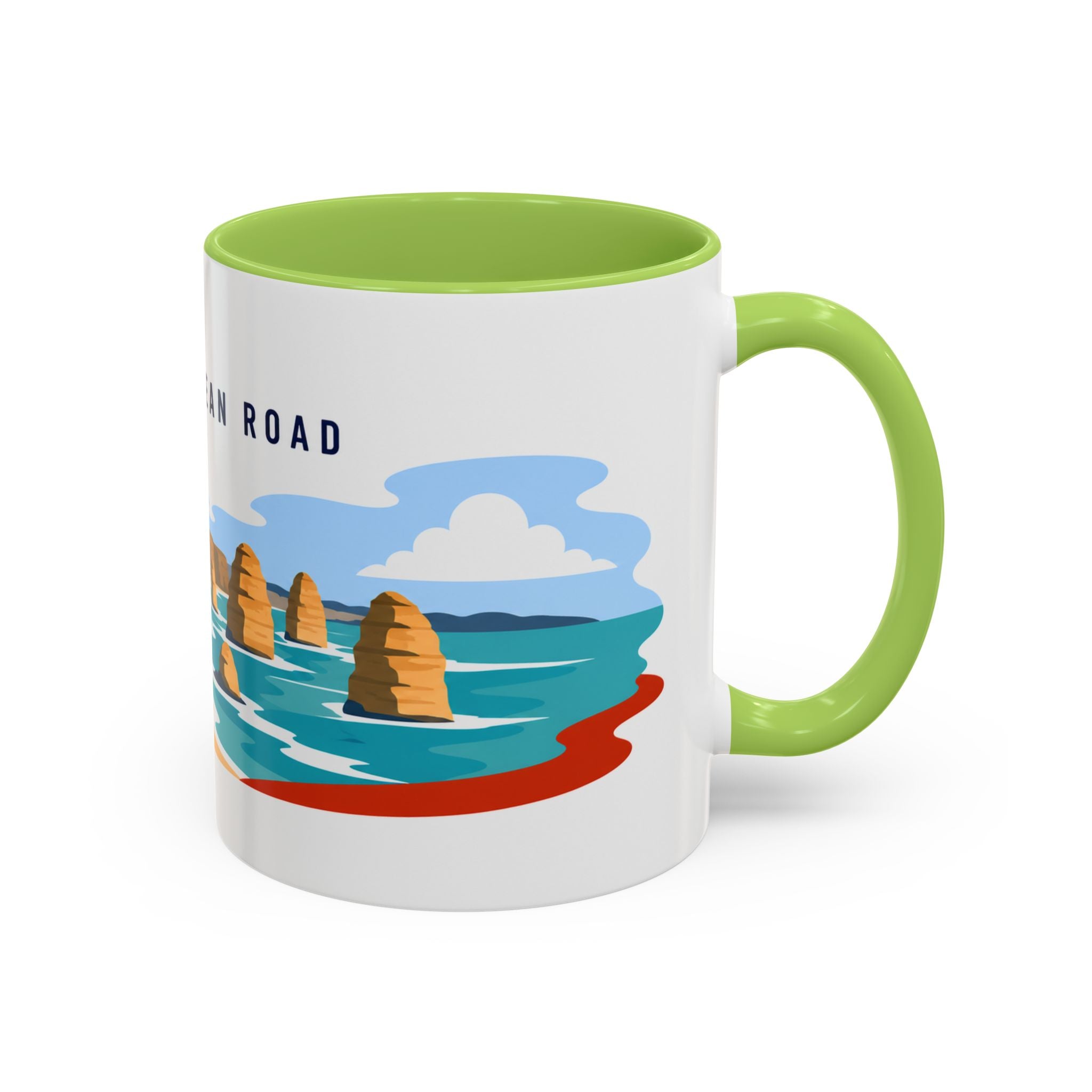 Great Ocean Road Coffee Mug | Travel Destination Souvenir Gift | Accent Color Ceramic 11oz 15oz