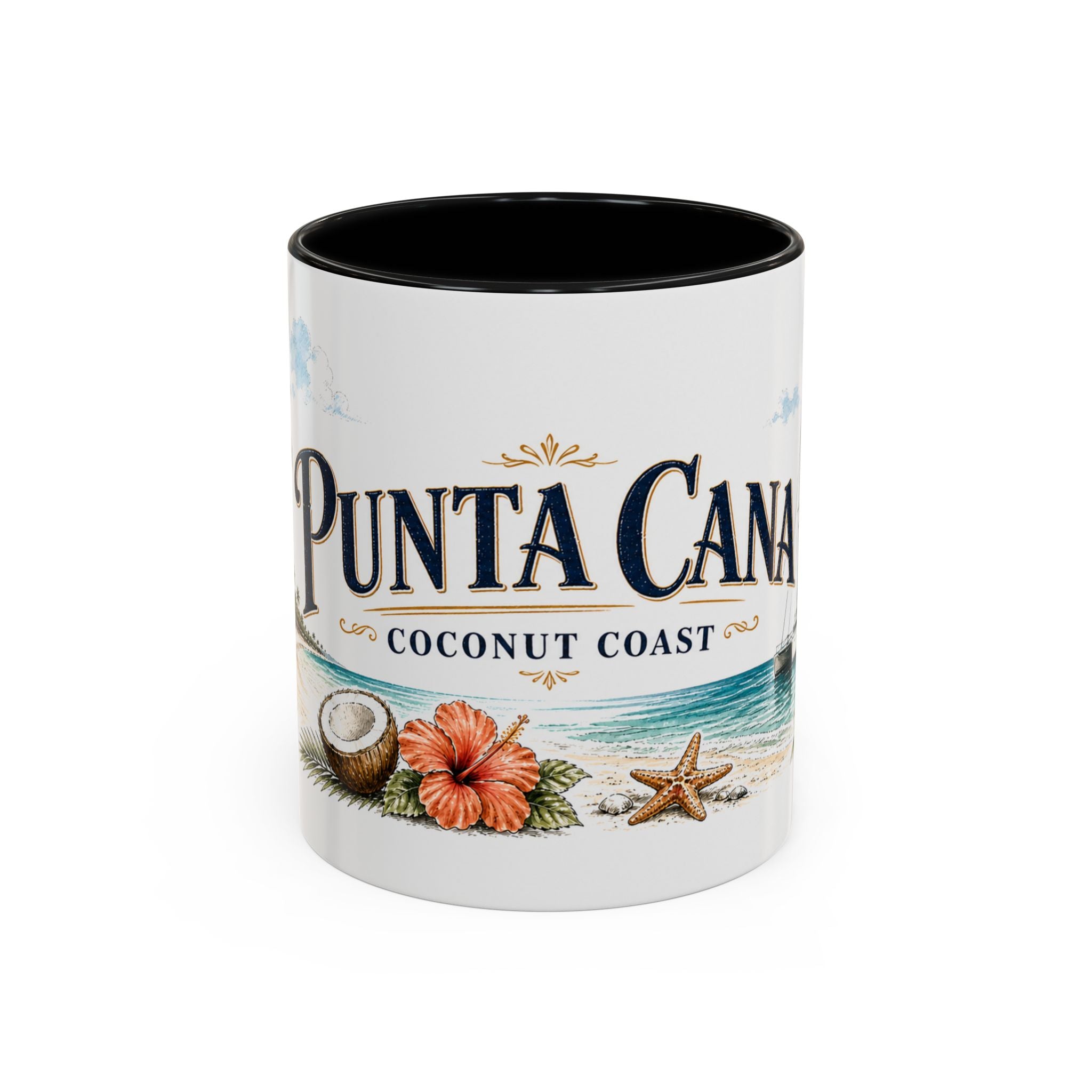 Punta Cana Coffee Mug | Dominican Republic Travel Souvenir | Vintage Illustrated City Gift | 11 oz 15 oz Accent Mug