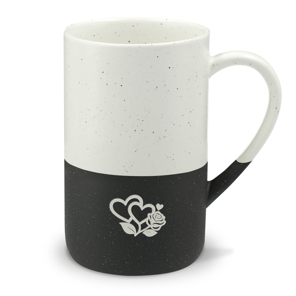 Valentine's Day Engraved Mug, Valentine Hearts Rose, 13oz Speckled Ceramic Coffee Cup, Holiday Gift