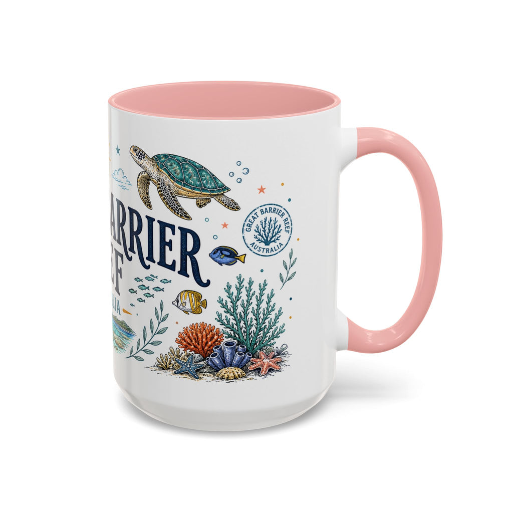 Great Barrier Reef Coffee Mug | Travel Destination Souvenir Gift | Accent Color Ceramic 11oz 15oz