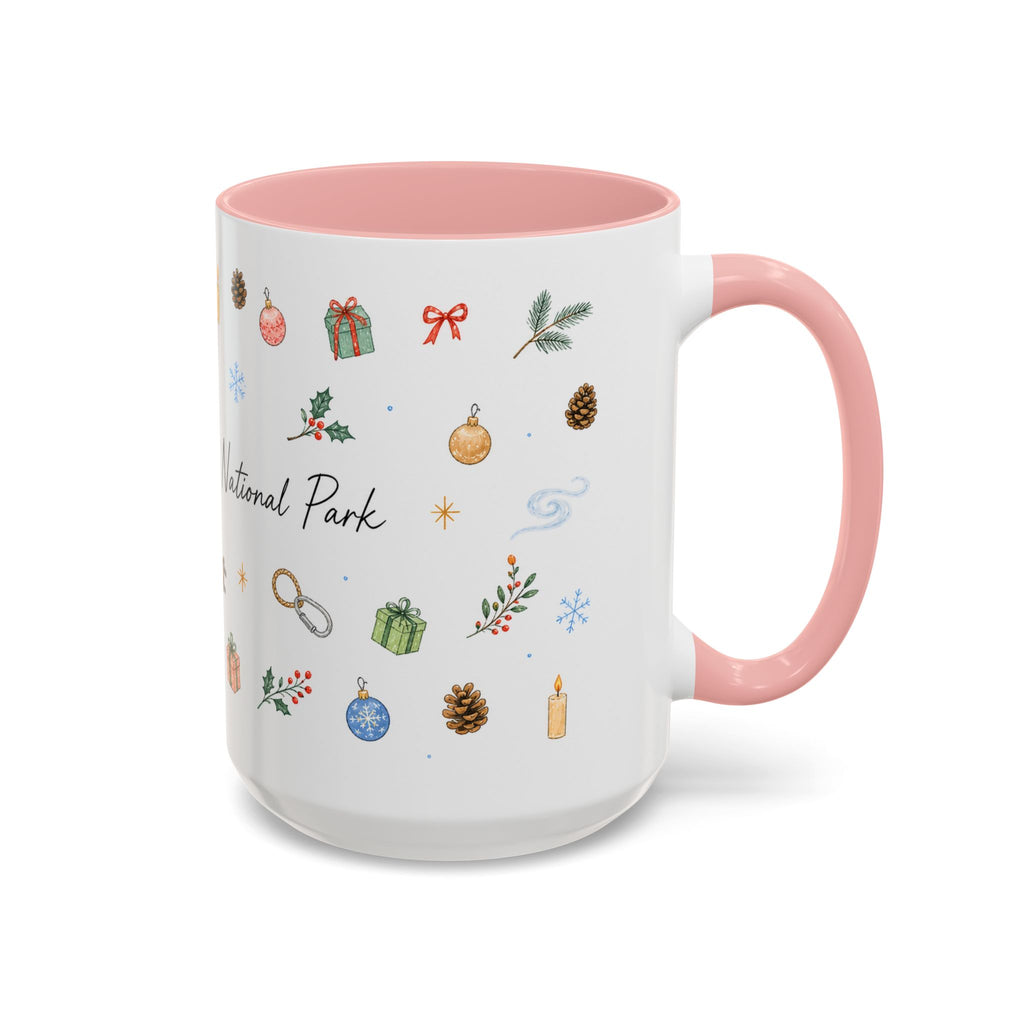 New River Gorge National Park Christmas Mug | Watercolor Travel Souvenir | Holiday Gift | Accent Ceramic Coffee Cup 11oz 15oz