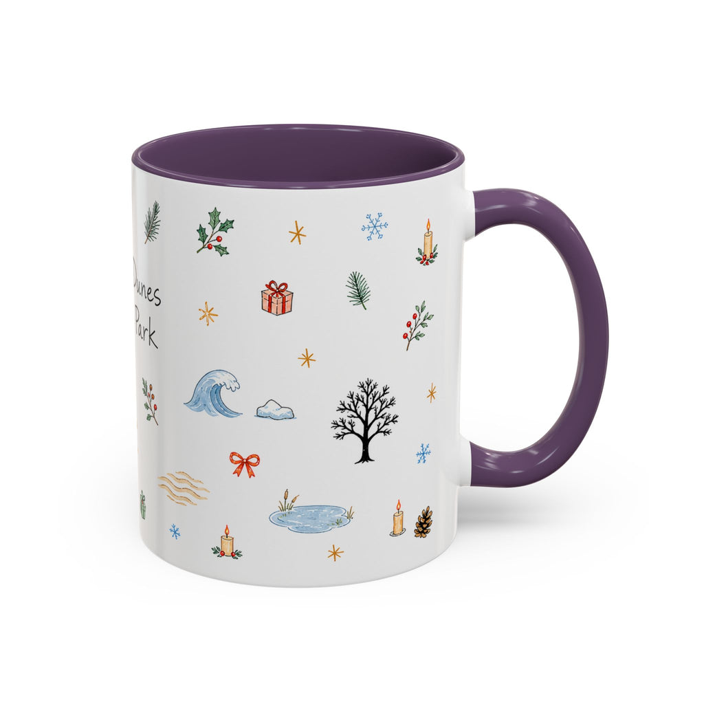 Indiana Dunes National Park Christmas Mug | Watercolor Travel Souvenir | Holiday Gift | Accent Ceramic Coffee Cup 11oz 15oz