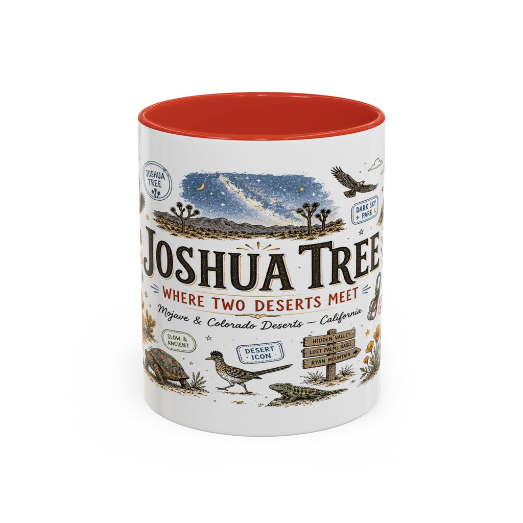 Joshua Tree Coffee Mug | National Park Desert Camping Gift | Accent Color Ceramic 11oz 15oz