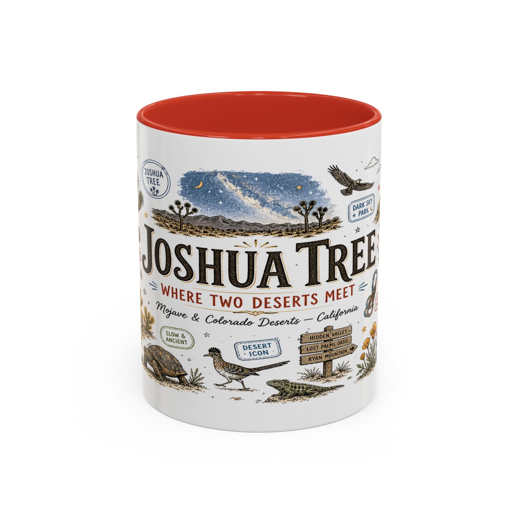 Joshua Tree Coffee Mug | National Park Desert Camping Gift | Accent Color Ceramic 11oz 15oz