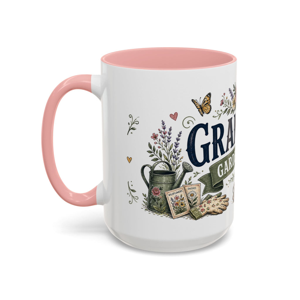 Grandma's Garden Of Love Coffee Mug | Gift From Grandkids | Accent Color Ceramic 11oz 15oz