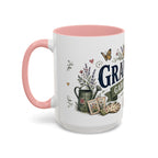 Grandma's Garden Of Love Coffee Mug | Gift From Grandkids | Accent Color Ceramic 11oz 15oz
