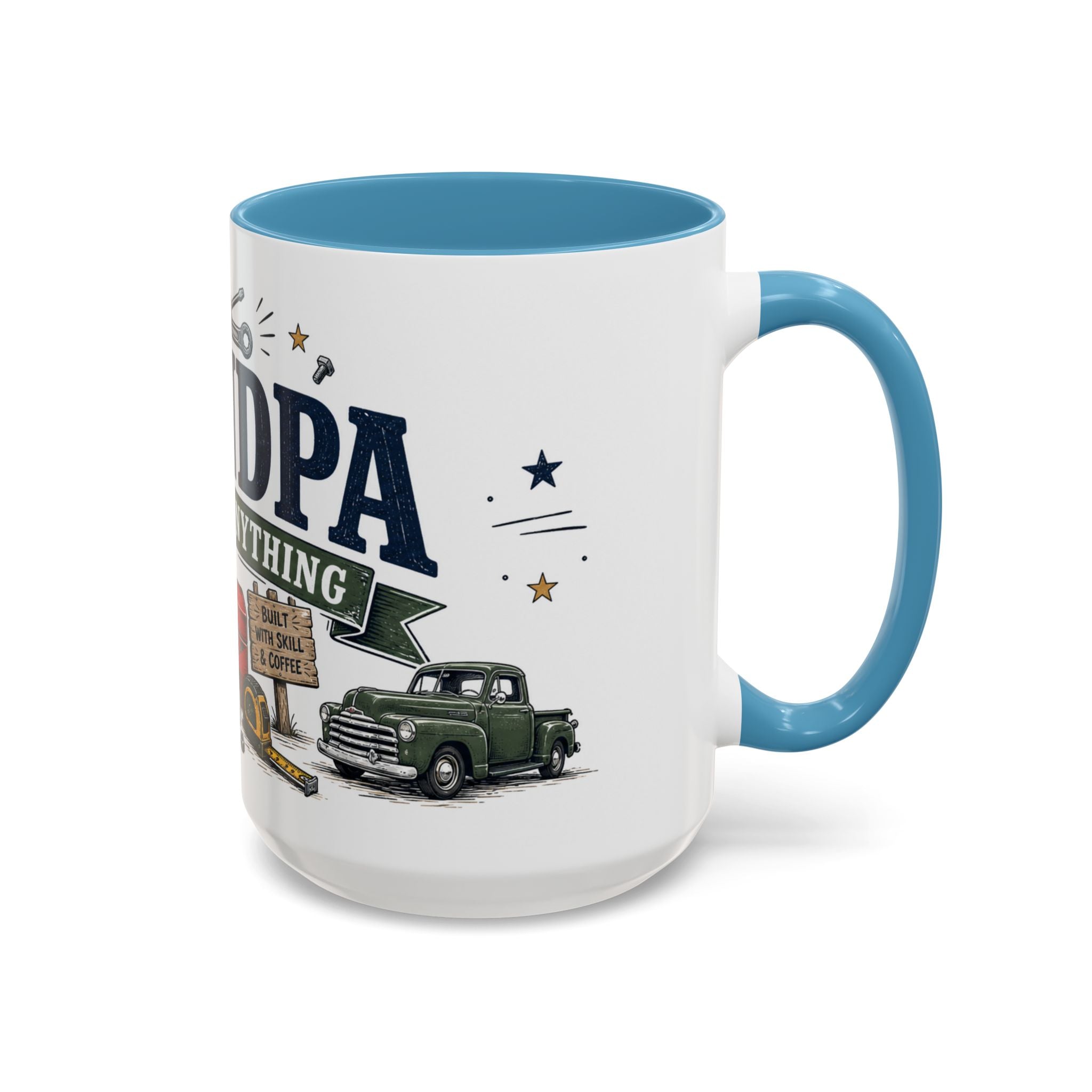 Grandpa Can Fix Anything Coffee Mug | Funny Gift From Grandkids | Accent Ceramic 11oz 15oz