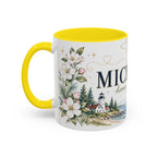 Michigan State Map Mug | Botanical Accents, Lakes Art | Homesick Gift