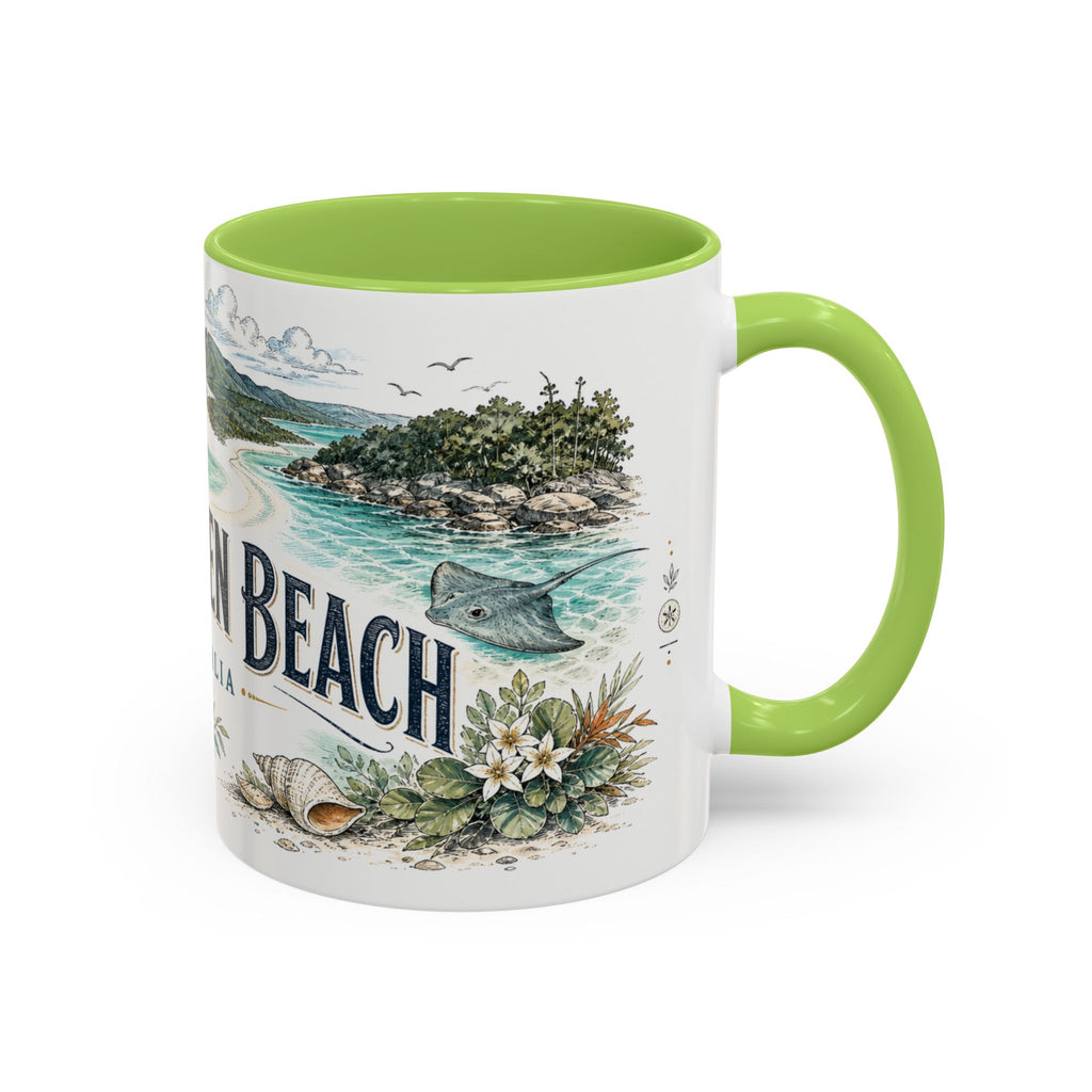 Whitehaven Beach Mug, Australia Travel Souvenir, Bucket List Gift, Accent Ceramic Coffee Mug 11oz 15oz