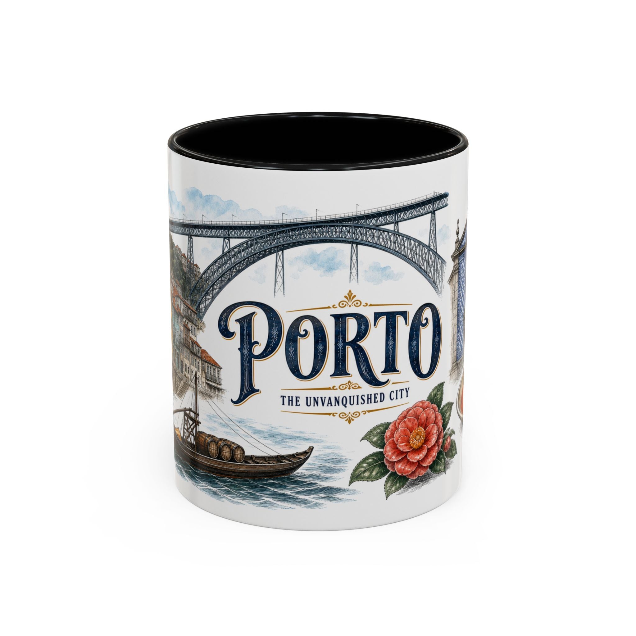 Porto Coffee Mug | Portugal Travel Souvenir | Vintage Illustrated City Gift | 11 oz 15 oz Accent Mug