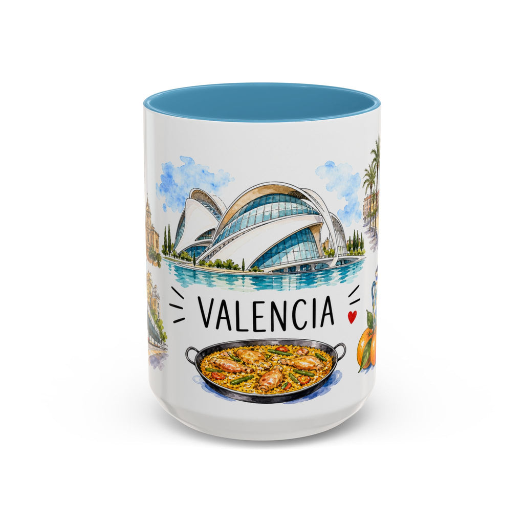 Valencia Illustrated Travel Mug | City Souvenir Accent Coffee Mug | 11oz 15oz Ceramic Cup