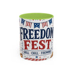 Freedom Fest Coffee Mug | Grill Chill Fireworks 4th of July | Accent Color Ceramic 11oz 15oz