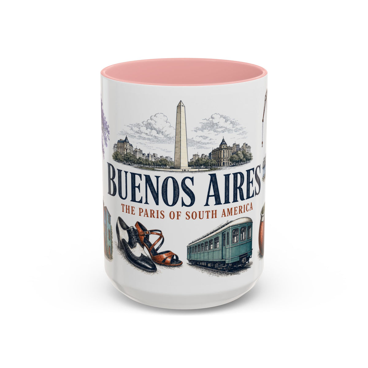 Buenos Aires Coffee Mug | Argentina Travel Souvenir | Vintage Illustrated City Gift | 11 oz 15 oz Accent Mug