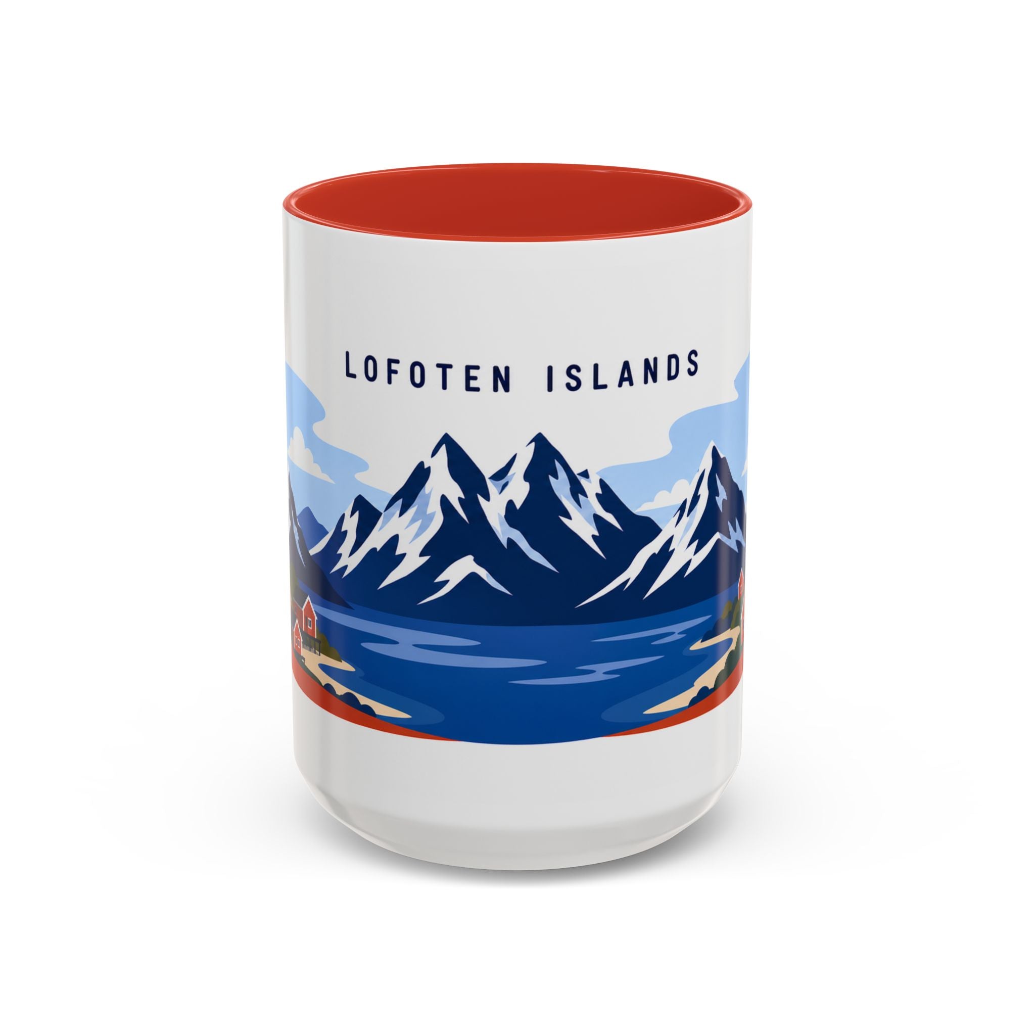 Lofoten Islands Coffee Mug | Travel Destination Souvenir Gift | Accent Color Ceramic 11oz 15oz