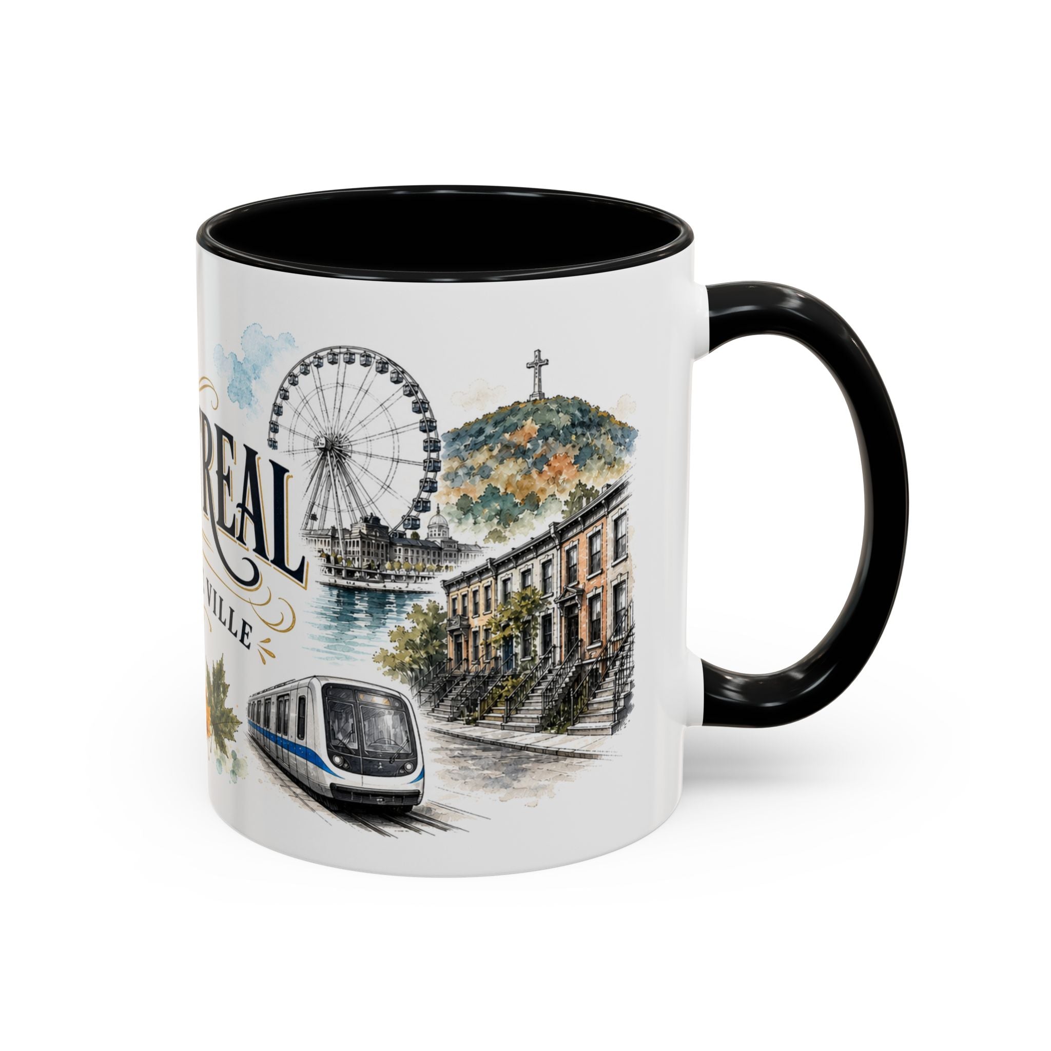Montreal Coffee Mug | Canada Travel Souvenir | Vintage Illustrated City Gift | 11 oz 15 oz Accent Mug