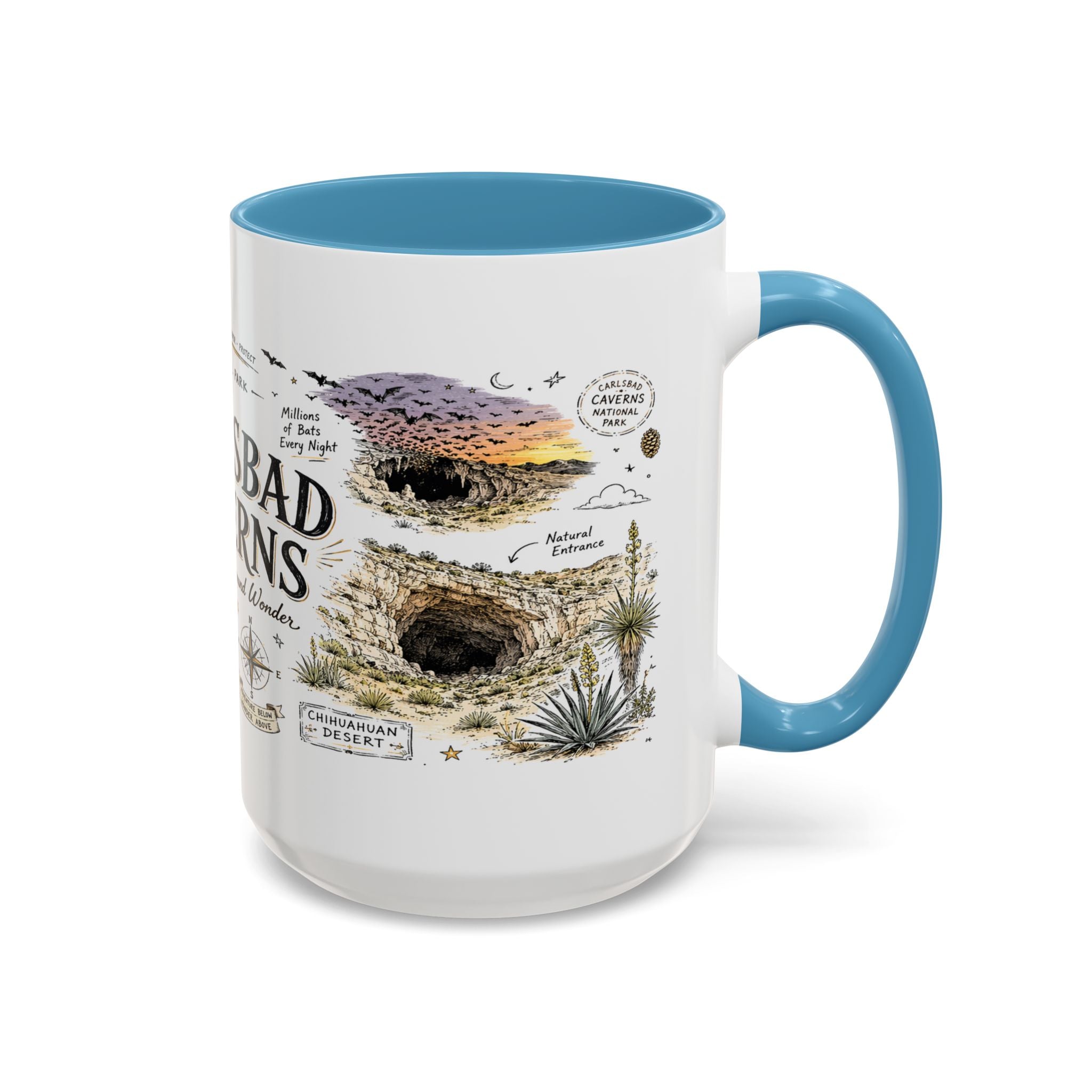 Carlsbad Caverns National Park Coffee Mug | New Mexico Cave Exploration Bat Gift | Accent Color Ceramic 11oz 15oz