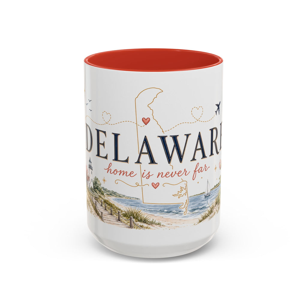 Delaware State Map Mug | Botanical Beach Accent Coffee Cup (11oz/15oz)