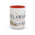 Delaware State Map Mug | Botanical Beach Accent Coffee Cup (11oz/15oz)